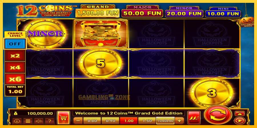 Aparaat 12 Coins Grand Gold Edition Halloween Jackpots - mäng päris raha eest, pilt 1