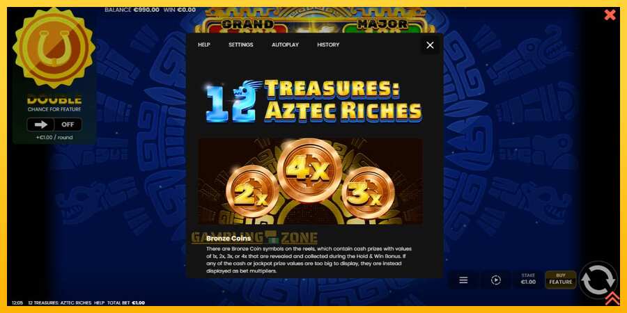 Aparaat 12 Treasures: Aztec Riches - mäng päris raha eest, pilt 5