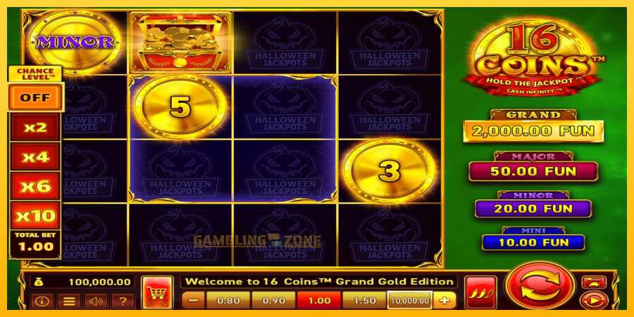 Aparaat 16 Coins Grand Gold Edition Halloween Jackpots - mäng päris raha eest, pilt 1