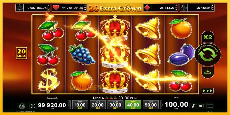 Aparaat 20 Extra Crown - mäng päris raha eest, pilt 2