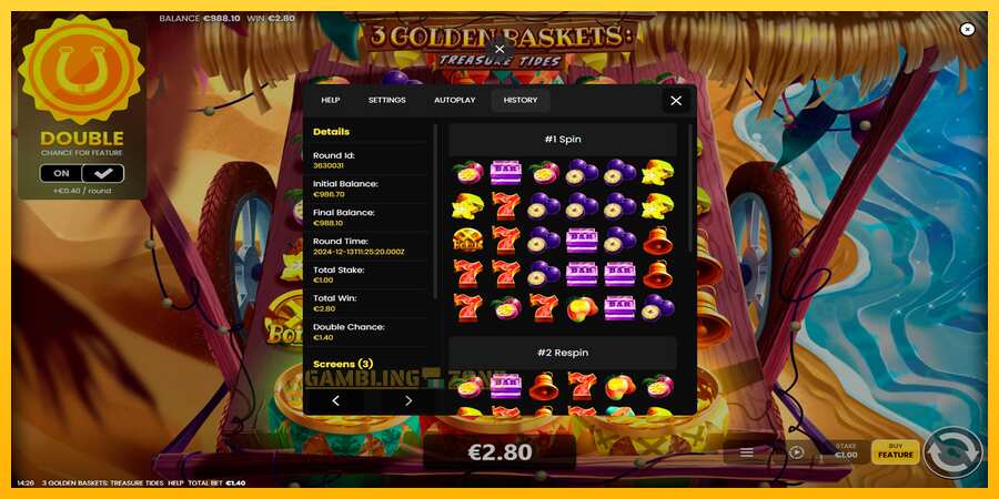 Aparaat 3 Golden Baskets: Treasure Tides - mäng päris raha eest, pilt 5