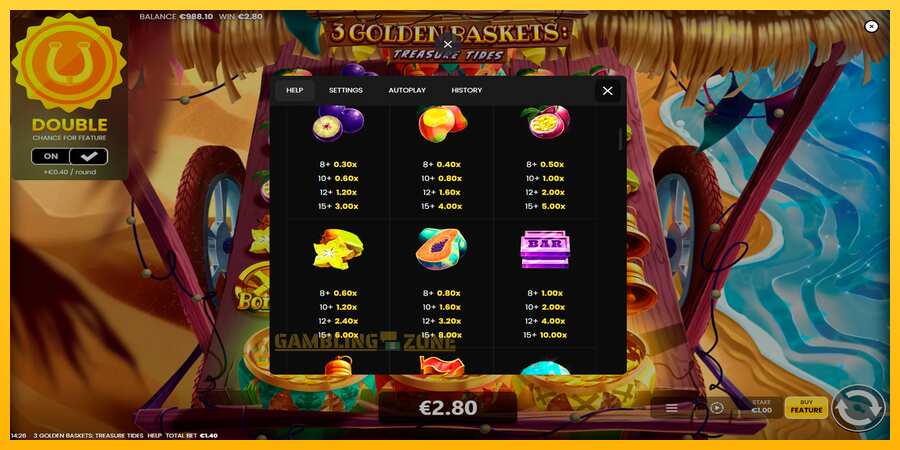 Aparaat 3 Golden Baskets: Treasure Tides - mäng päris raha eest, pilt 7