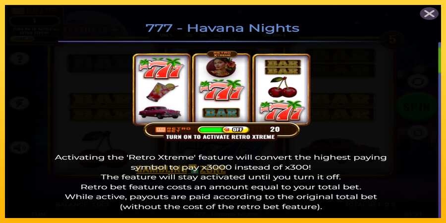 Aparaat 777 - Havana Nights - mäng päris raha eest, pilt 4