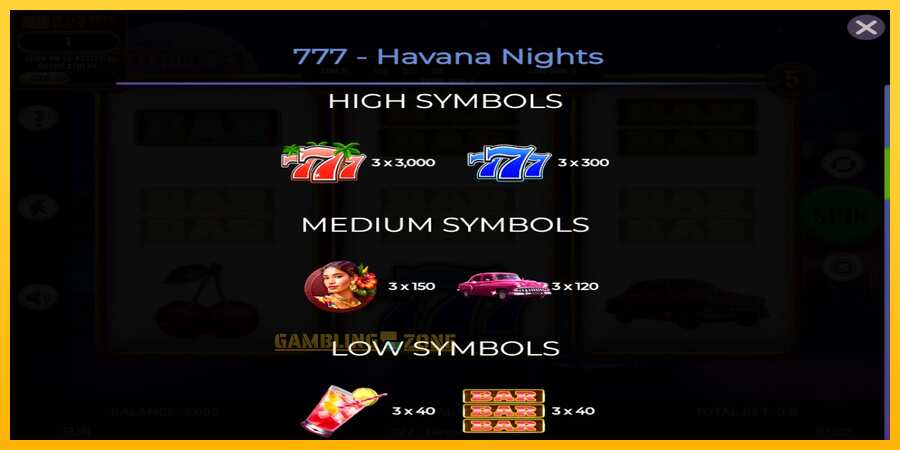 Aparaat 777 - Havana Nights - mäng päris raha eest, pilt 5