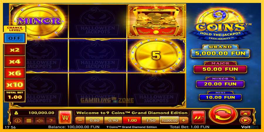 Aparaat 9 Coins Grand Diamond Edition Halloween Jackpots - mäng päris raha eest, pilt 2