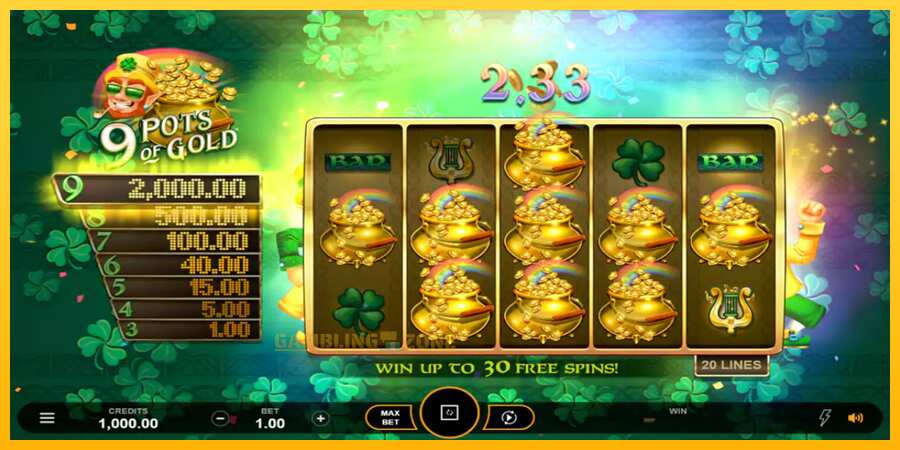 Aparaat 9 Pots of Gold Land & Win - mäng päris raha eest, pilt 5