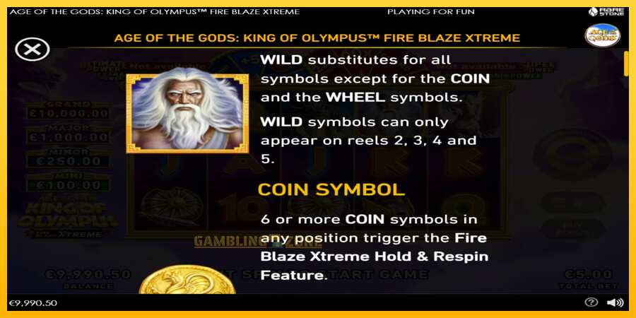 Aparaat Age of the Gods: King of Olympus Fire Blaze Xtreme - mäng päris raha eest, pilt 4