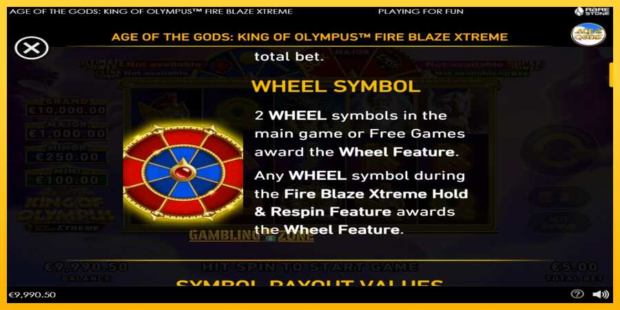 Aparaat Age of the Gods: King of Olympus Fire Blaze Xtreme - mäng päris raha eest, pilt 5