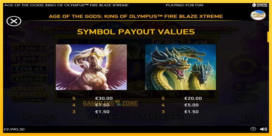 Aparaat Age of the Gods: King of Olympus Fire Blaze Xtreme - mäng päris raha eest, pilt 6