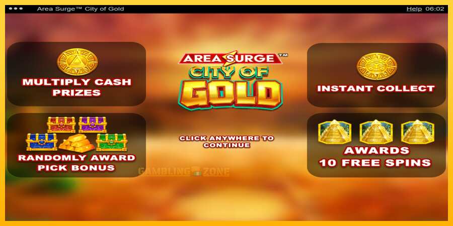 Aparaat Area Surge City of Gold - mäng päris raha eest, pilt 1