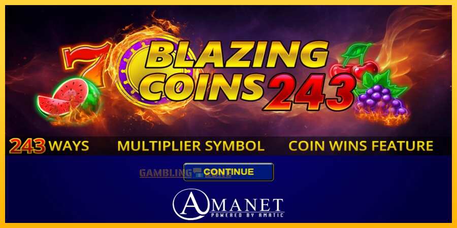 Aparaat Blazing Coins 243 - mäng päris raha eest, pilt 1