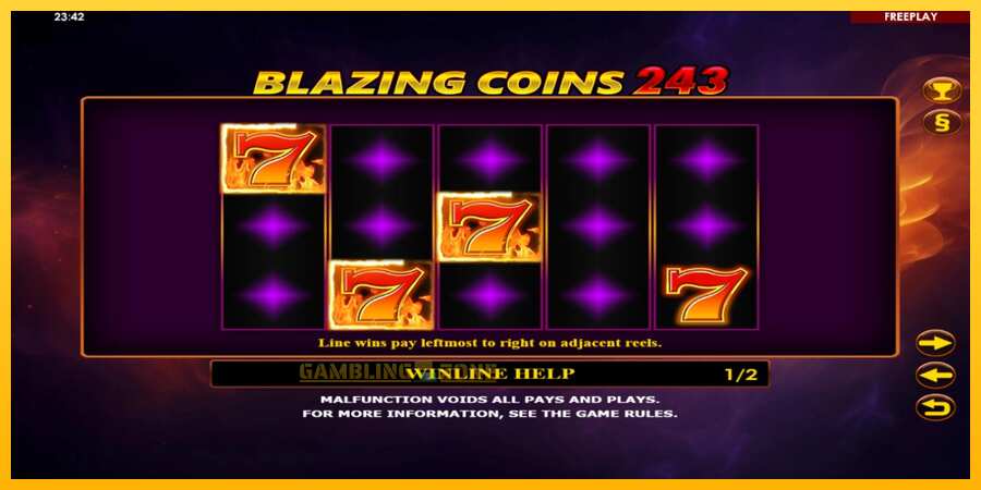 Aparaat Blazing Coins 243 - mäng päris raha eest, pilt 5