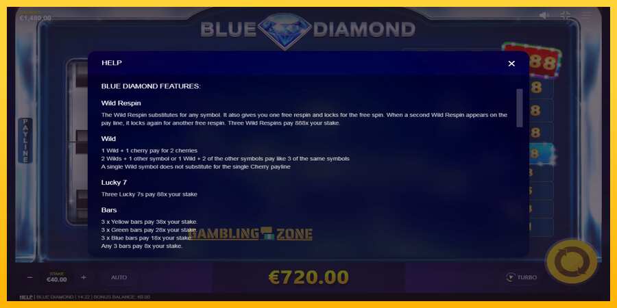 Aparaat Blue Diamond - mäng päris raha eest, pilt 5