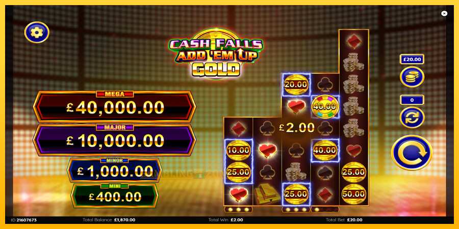 Aparaat Cash Falls: Add Em Up Gold - mäng päris raha eest, pilt 4