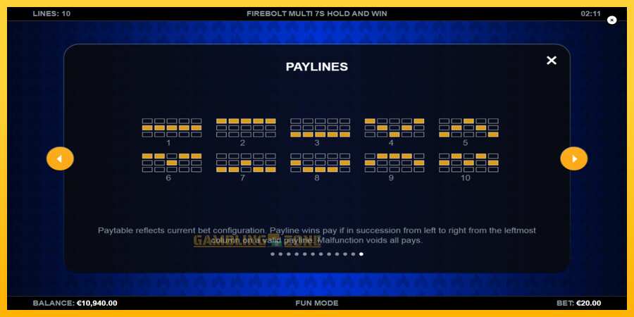 Aparaat Firebolt Multi 7s Hold and Win - mäng päris raha eest, pilt 7