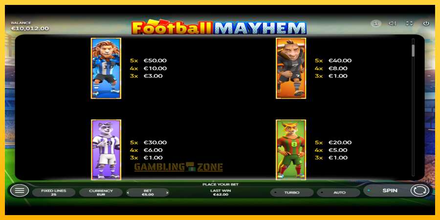 Aparaat Football Mayhem - mäng päris raha eest, pilt 5