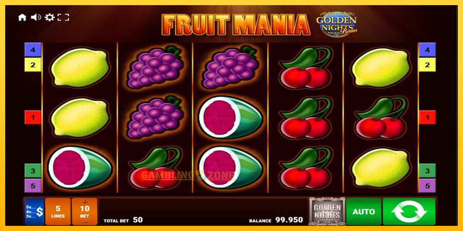 Aparaat Fruit Mania Golden Nights - mäng päris raha eest, pilt 1