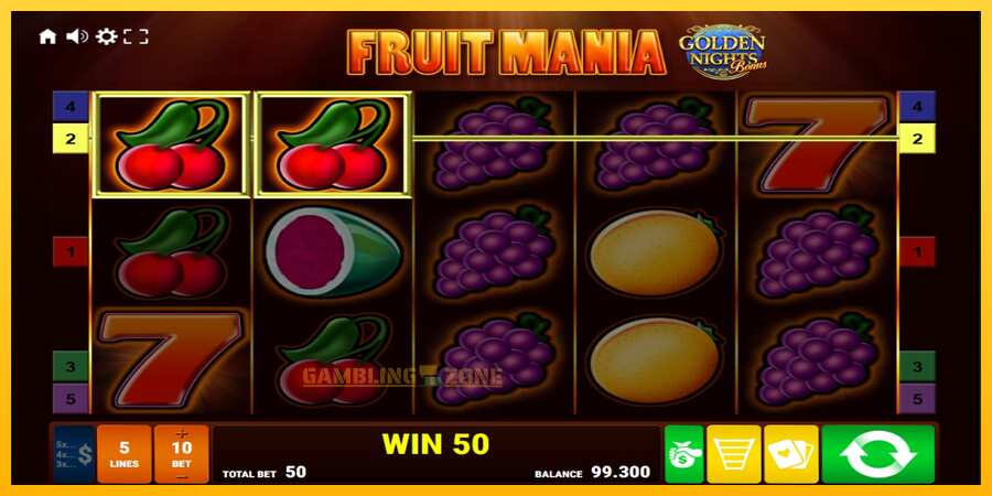 Aparaat Fruit Mania Golden Nights - mäng päris raha eest, pilt 2