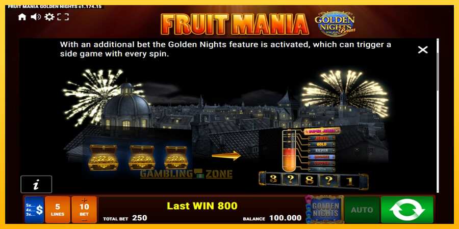 Aparaat Fruit Mania Golden Nights - mäng päris raha eest, pilt 5