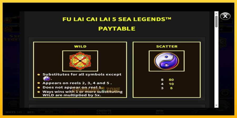 Aparaat Fu Lai Cai Lai 5 Sea Legends - mäng päris raha eest, pilt 5