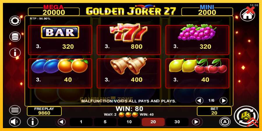 Aparaat Golden Joker 27 Hold & Win - mäng päris raha eest, pilt 5