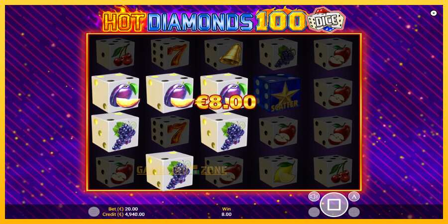 Aparaat Hot Diamonds 100 Dice - mäng päris raha eest, pilt 2