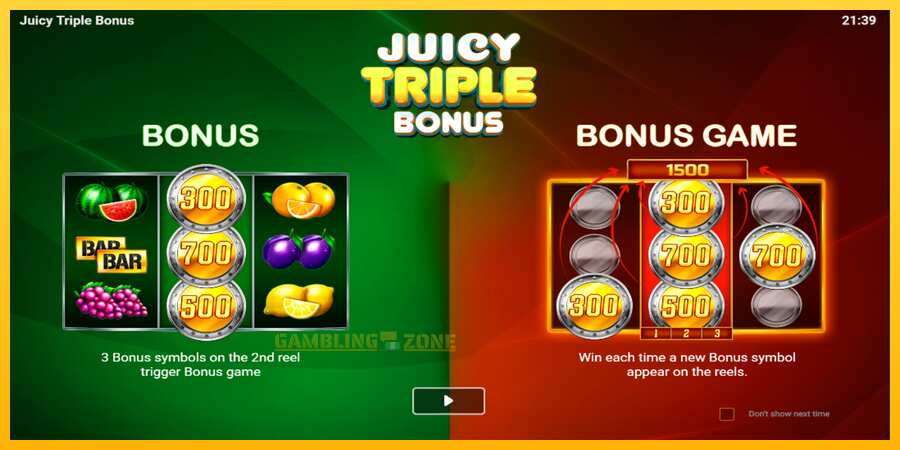 Aparaat Juicy Triple Bonus - mäng päris raha eest, pilt 1