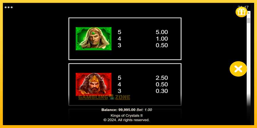 Aparaat Kings of Crystals II Power Combo - mäng päris raha eest, pilt 6