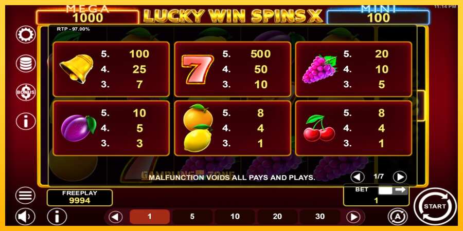 Aparaat Lucky Win Spins X - mäng päris raha eest, pilt 4