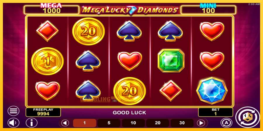 Aparaat Mega Lucky Diamonds Hold & Win - mäng päris raha eest, pilt 2