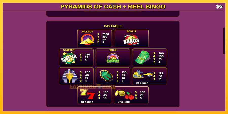 Aparaat Pyramids of Cash with Reel Bingo - mäng päris raha eest, pilt 5