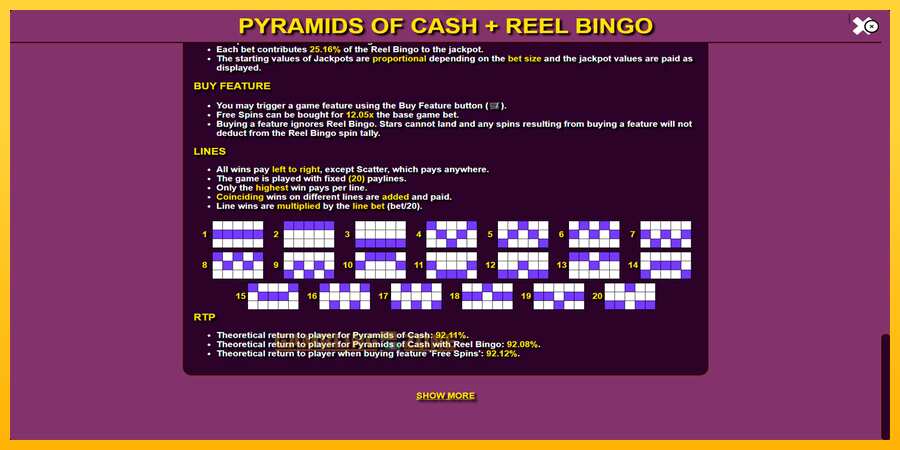 Aparaat Pyramids of Cash with Reel Bingo - mäng päris raha eest, pilt 6