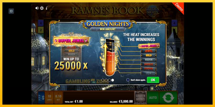 Aparaat Ramses Book Golden Nights - mäng päris raha eest, pilt 1