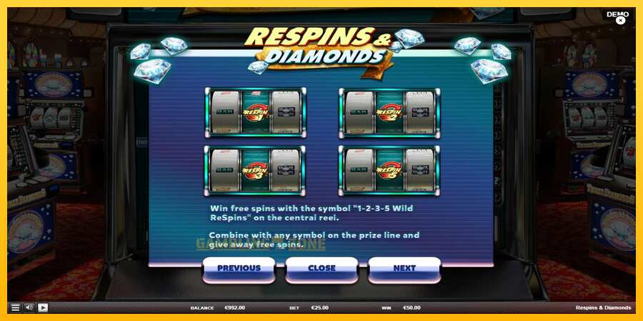 Aparaat Respins Diamonds - mäng päris raha eest, pilt 6