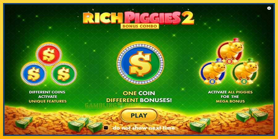 Aparaat Rich Piggies 2: Bonus Combo - mäng päris raha eest, pilt 1