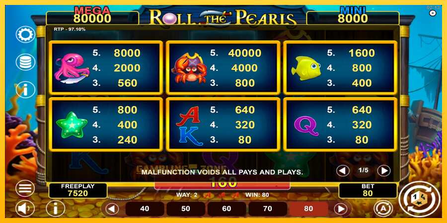 Aparaat Roll The Pearls Hold & Win - mäng päris raha eest, pilt 5