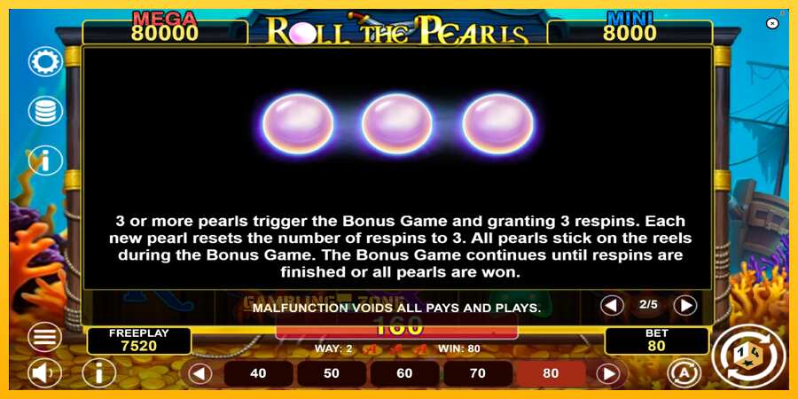 Aparaat Roll The Pearls Hold & Win - mäng päris raha eest, pilt 6