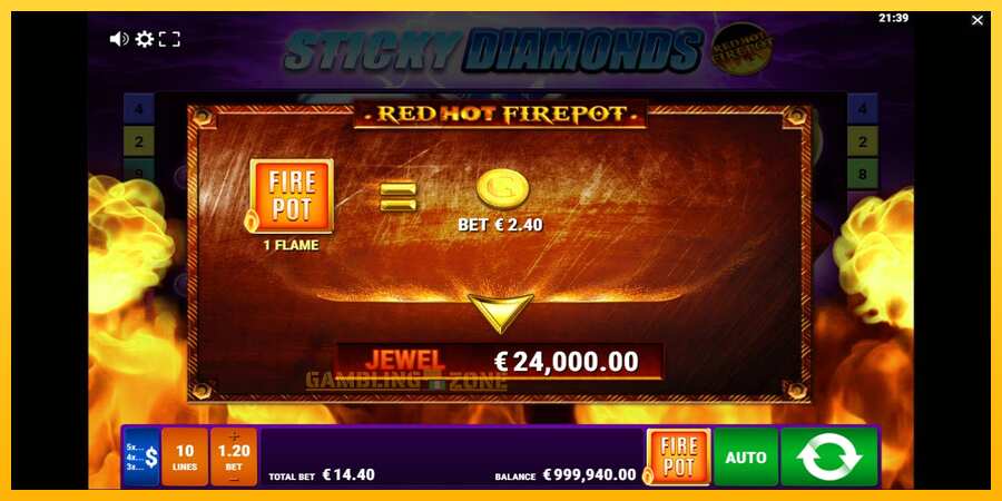 Aparaat Sticky Diamonds Red Hot Firepot - mäng päris raha eest, pilt 4