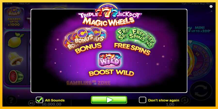 Aparaat Triple 777 Jackpot Magic Wheels - mäng päris raha eest, pilt 1