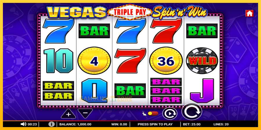 Aparaat Vegas Triple Pay Spin n Win - mäng päris raha eest, pilt 1