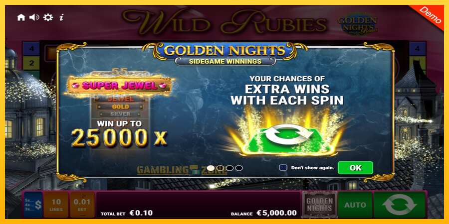 Aparaat Wild Rubies Golden Nights - mäng päris raha eest, pilt 1