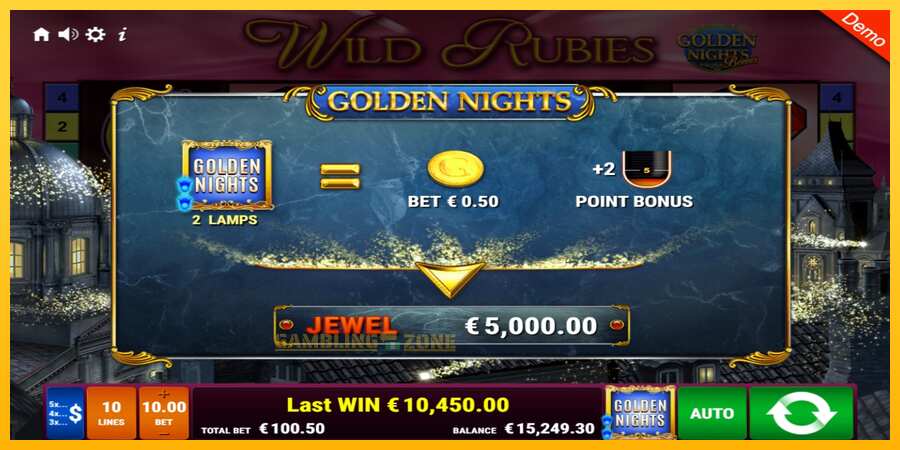 Aparaat Wild Rubies Golden Nights - mäng päris raha eest, pilt 4